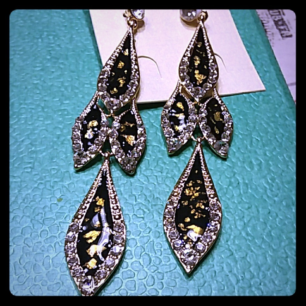 Rhinestone and enamel earrings